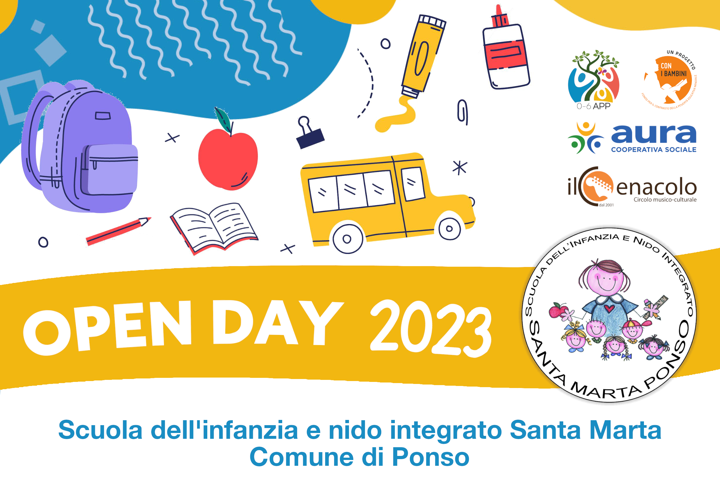 Open Day 2023 - Sabato 14 gennaio presso Scuola dell'Infanzia e nido  integrato Santa Marta di Ponso. - 0-6 App