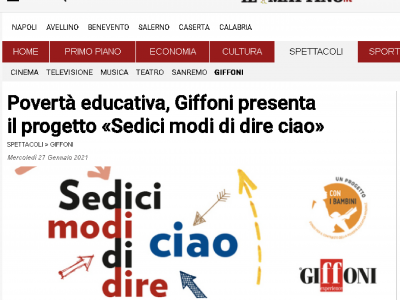 Povertà educativa, Giffoni presenta
il progetto «Sedici modi di dire ciao»