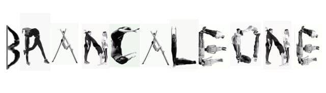Il logo-nome del centro di aggregazione Brancaleone di Piano di Conca (Massarosa), realizzato con le fotografie dei ragazzi che con il loro corpo compongono le lettere