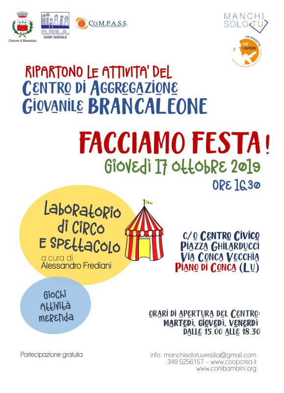 Festa al centro di aggregazione giovanile Brancaleone, giovedì 17 ottobre 2019
